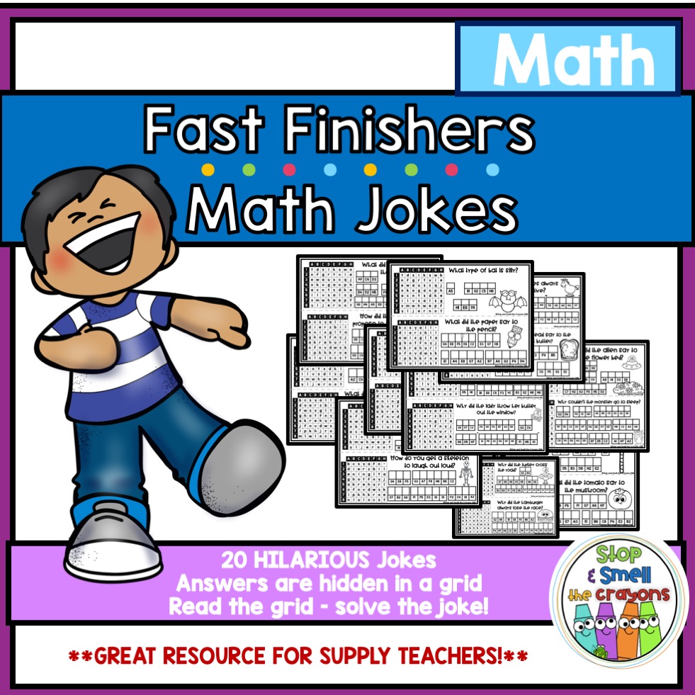 fast finishers math jokes reading a grid stop and smell the crayons