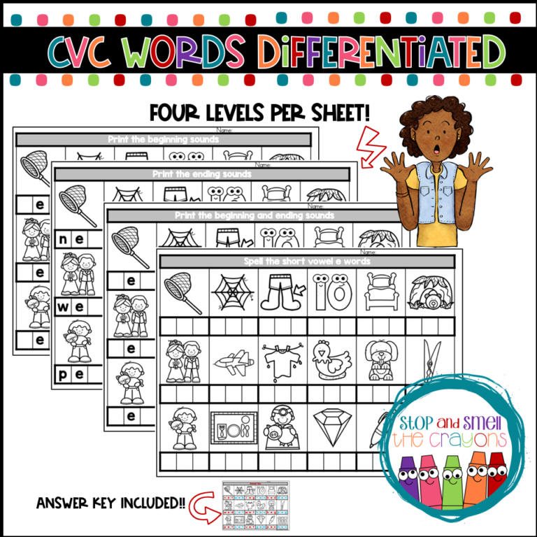 CVC Word Worksheets - Stop and Smell the Crayons