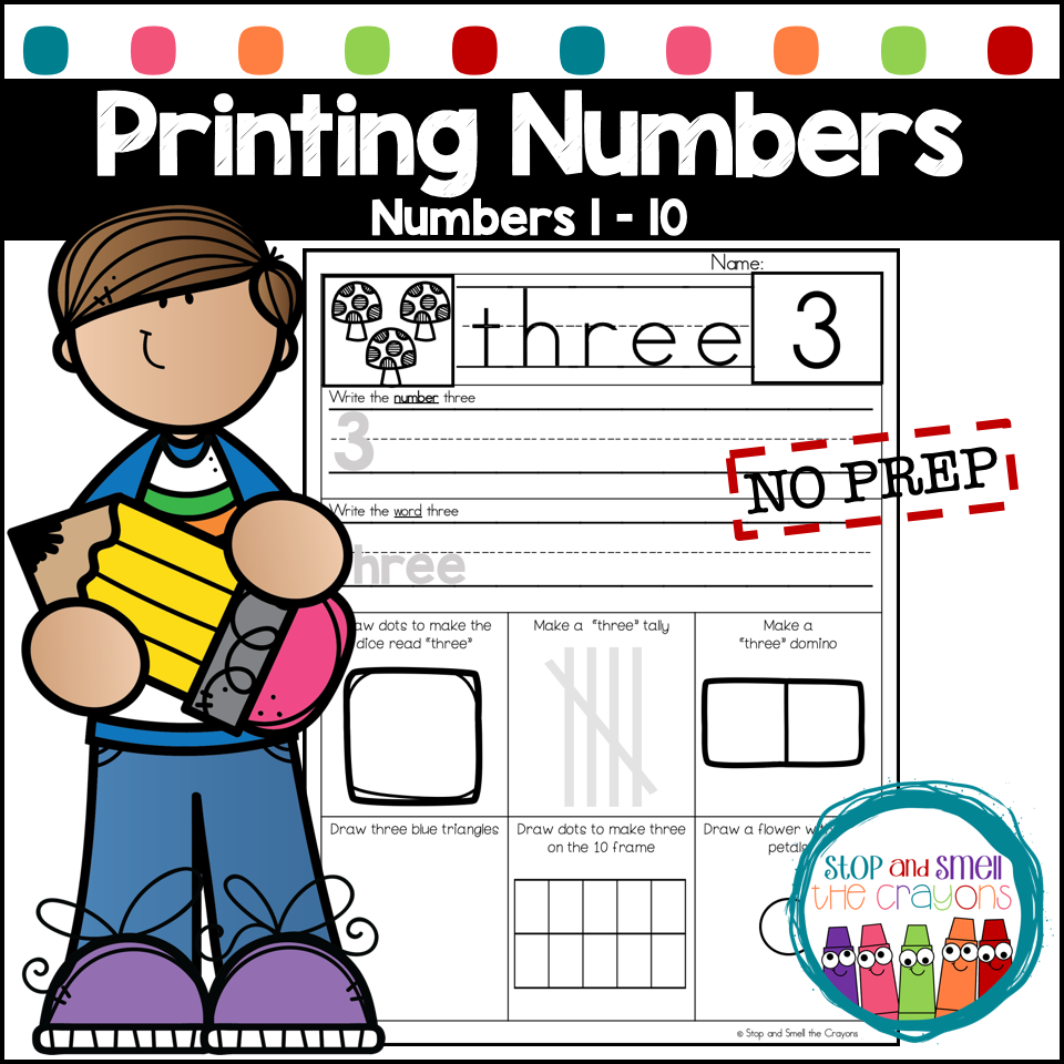 Number Formation Practice Worksheets Stop and Smell the Crayons