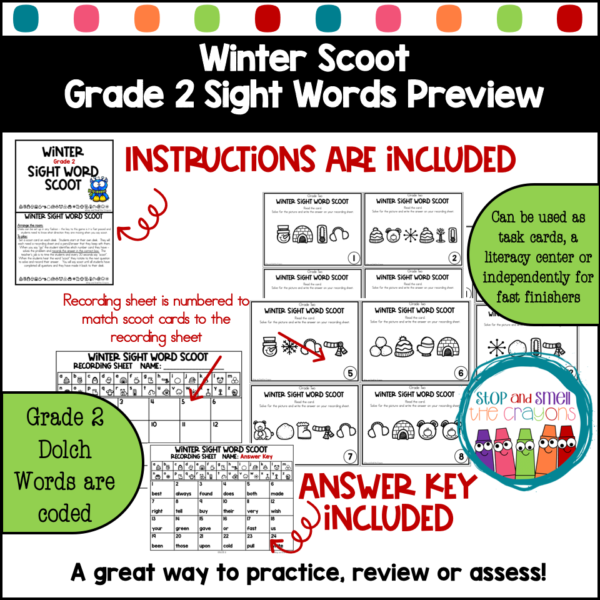 Winter Sight Word Scoot Grade Two - Image 2