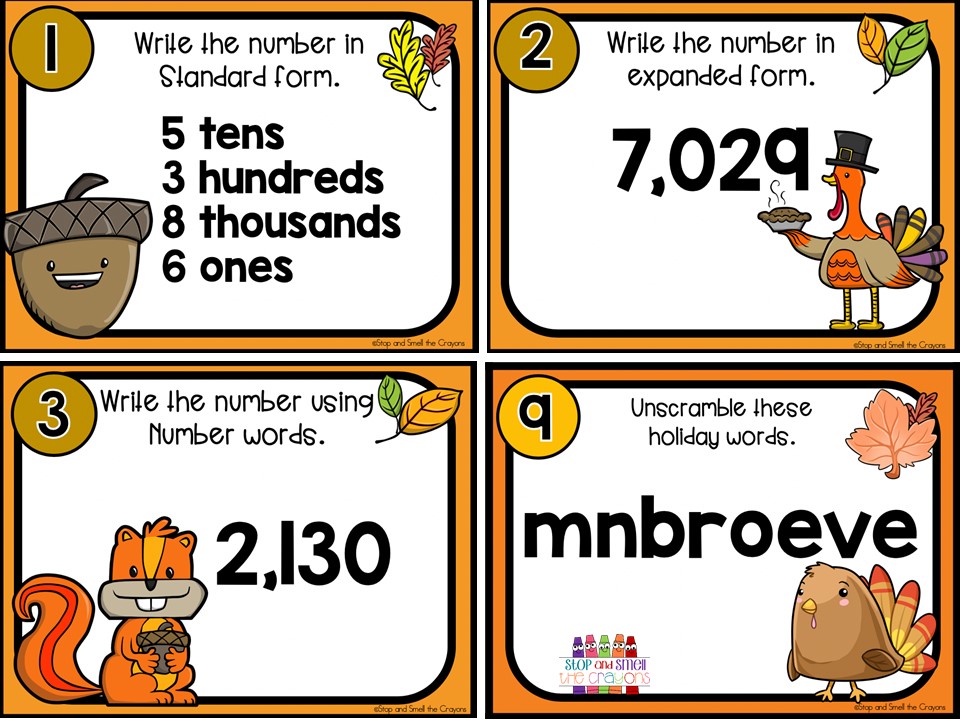 Scoot, Holiday, Thanksgiving, STEM, Sight Words, Math 