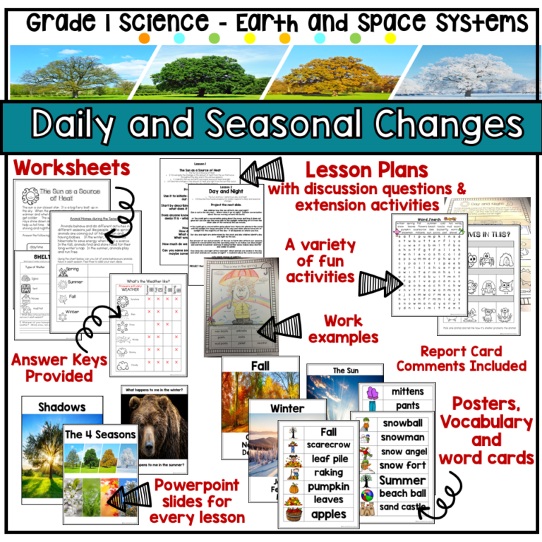 Daily and Seasonal Changes - Grade 1 Science - Earth and Space Systems ...