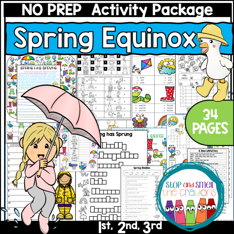 Spring Equinox Worksheets - Stop and Smell the Crayons