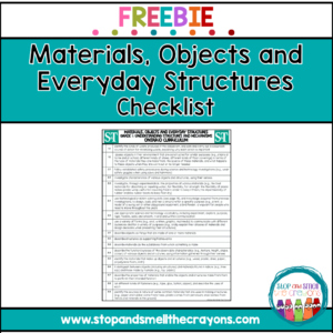 Materials objects and everday structures Ontario curriculum written out