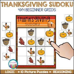 Focus on logic and reasoning skills with this Sudoku game you can add to your Thanksgiving activities this year.