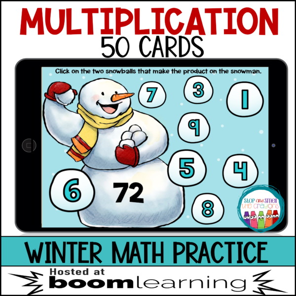 Multiplication Boom Cards - Winter Snowman Themed