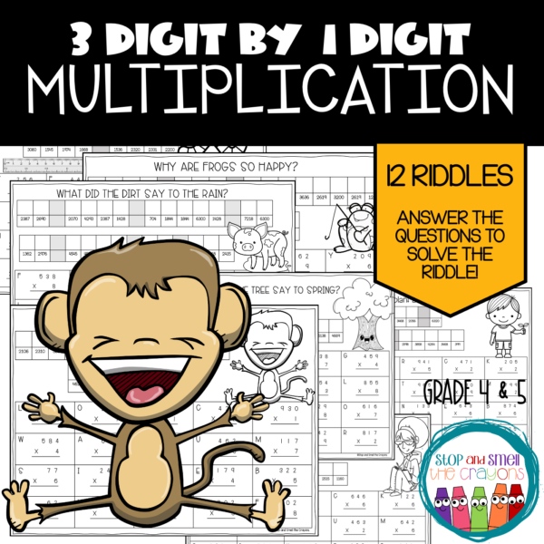 3 Digit By 1 Digit Multiplication Spring Jokes Stop And Smell The Crayons