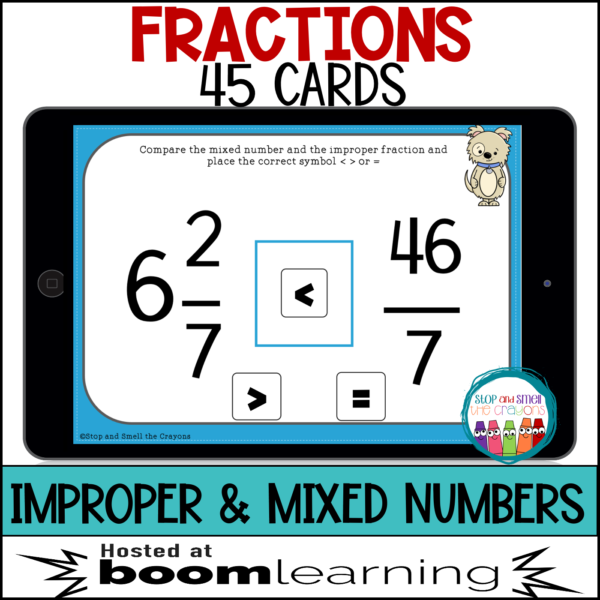 Improper Fractions and Mixed Numbers Boom Cards