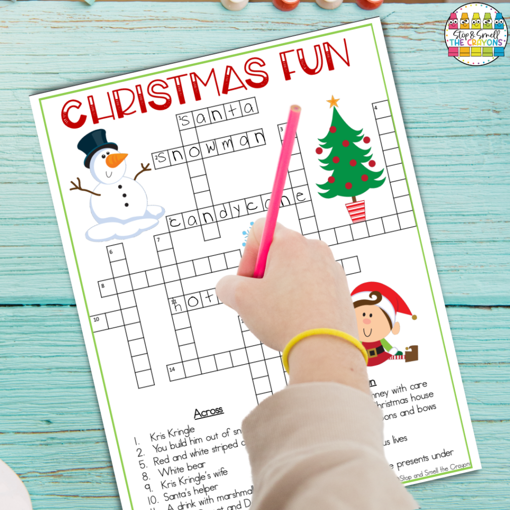 Winter activities like this Christmas crossword puzzle are perfect for getting in some extra spelling practice when you don't have a lot of extra time.