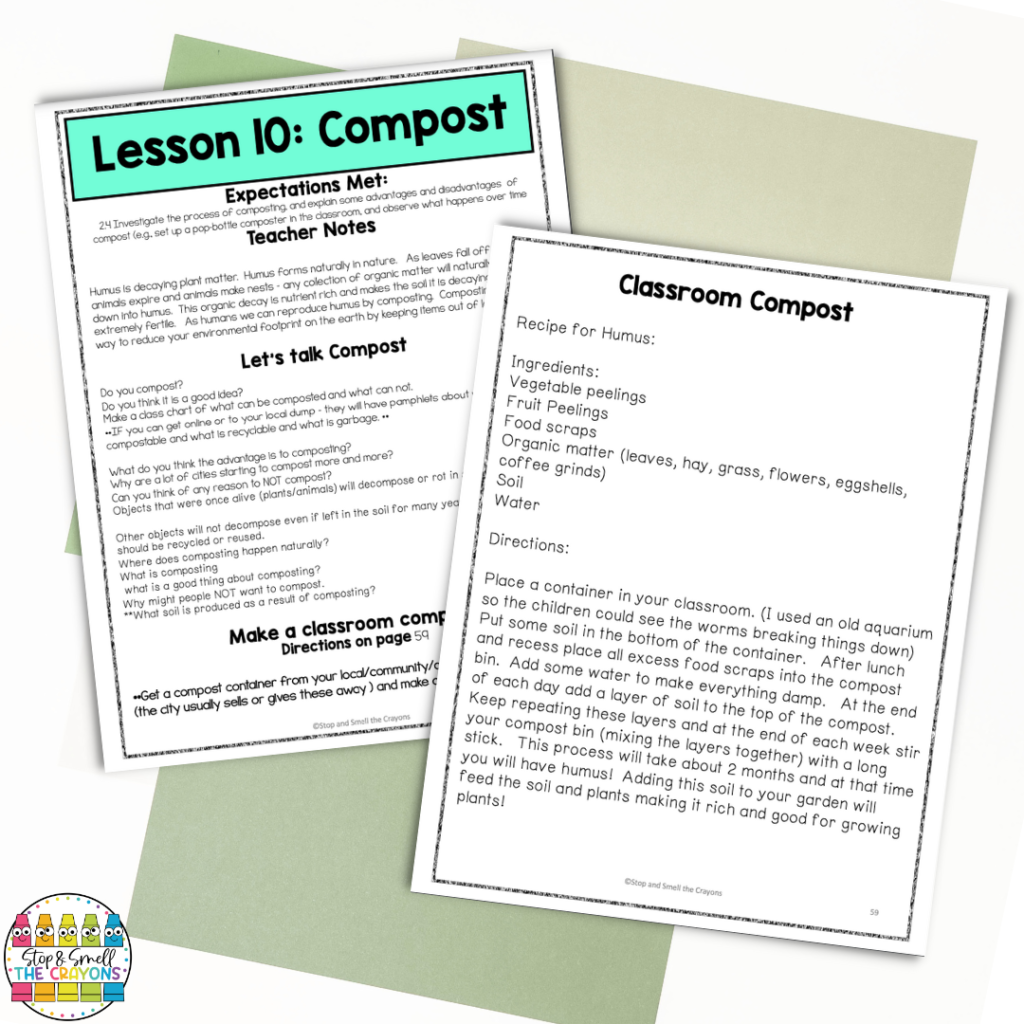 Starting your classroom compost is easy with these worksheets and instructions included in your Soils in the Environment resource.