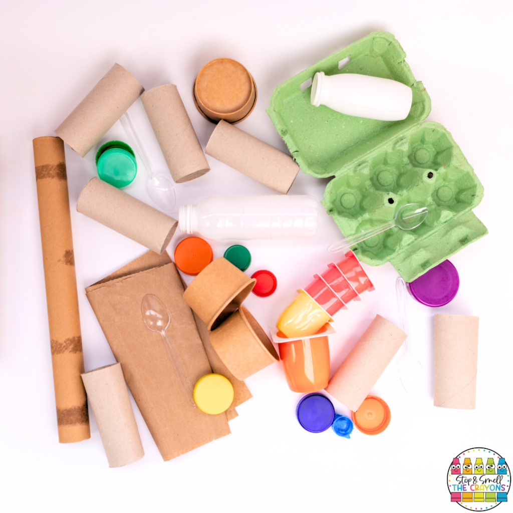From paper towels, to toilet paper tubes, to paper plates and paper cups, these recyclable materials are also perfect science supplies for hands on education.
