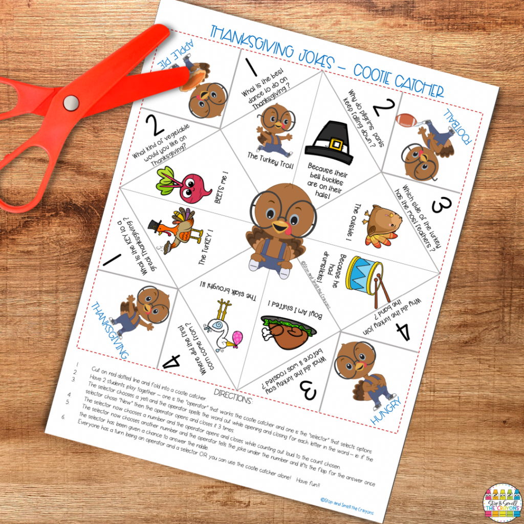 Use these cootie catchers hands on activities in your Thanksgiving activities for interactive fun your students will be excited to play over and over again.