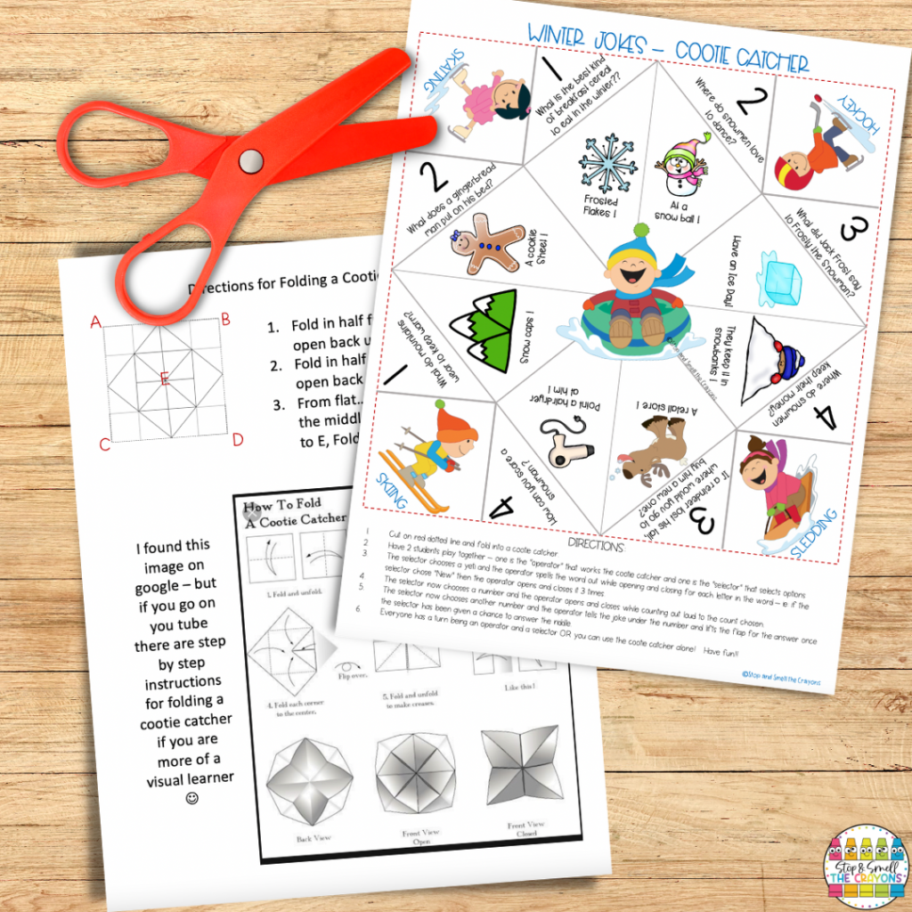 A cootie catcher like this is a great way to mix fun and learning as you plan your winter activities this year.
