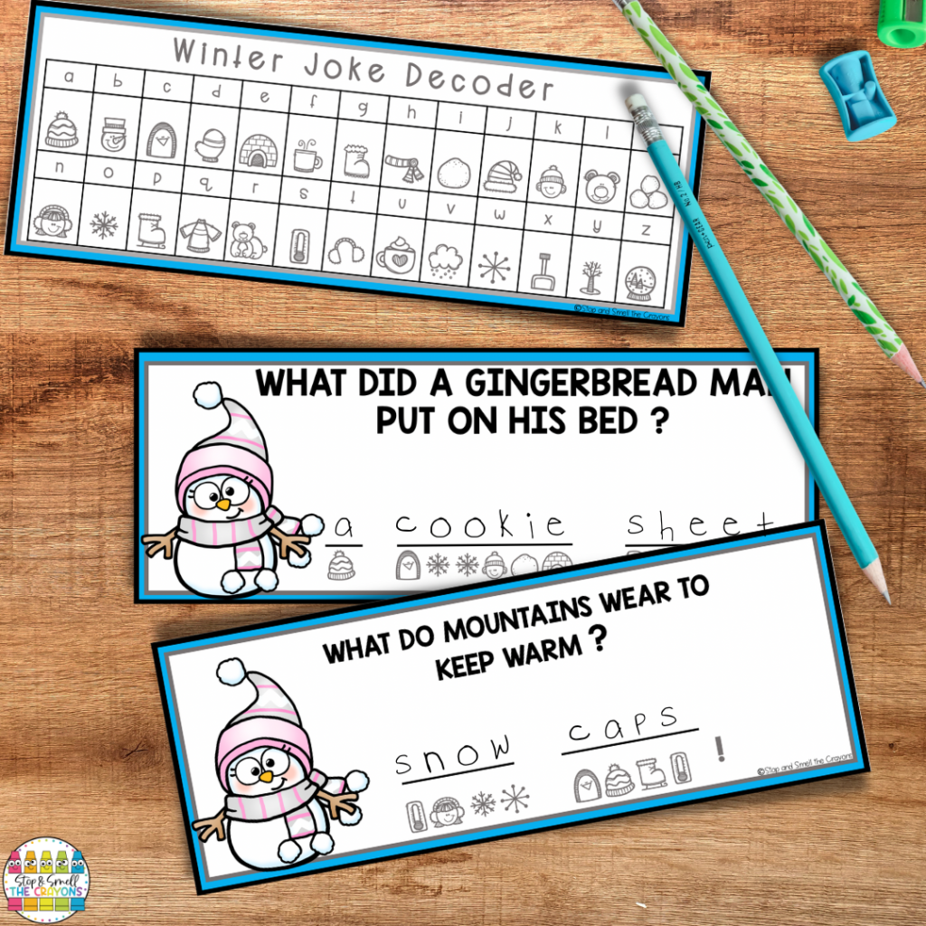 Use winter activities like these coded jokes to keep your students engaged in learning key vocabulary.