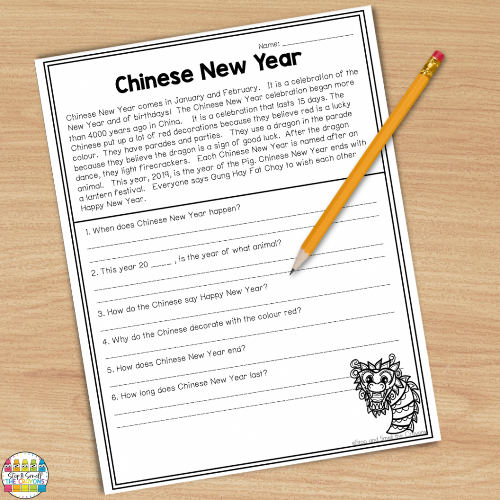 This Chinese New Year activities is a reading passage full of information on the history of Chinese New Year.