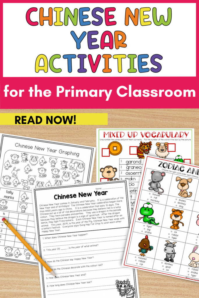 Looking for fun ways to teach your students about Chinese New Year? Use these fun and exciting Chinese New Year activities full of writing, math, reading, and some fun crafts to get your students excited to learn about Chinese New Year. #stopandsmellthecrayons #chinesenewyearactivities #chinesenewyearactivitiesforelementarystudents