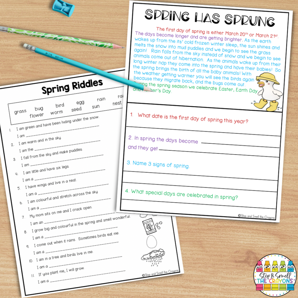 These spring equinox worksheets are great March activities to help with ELA learning and are sure to be engaging for students during the spring months.