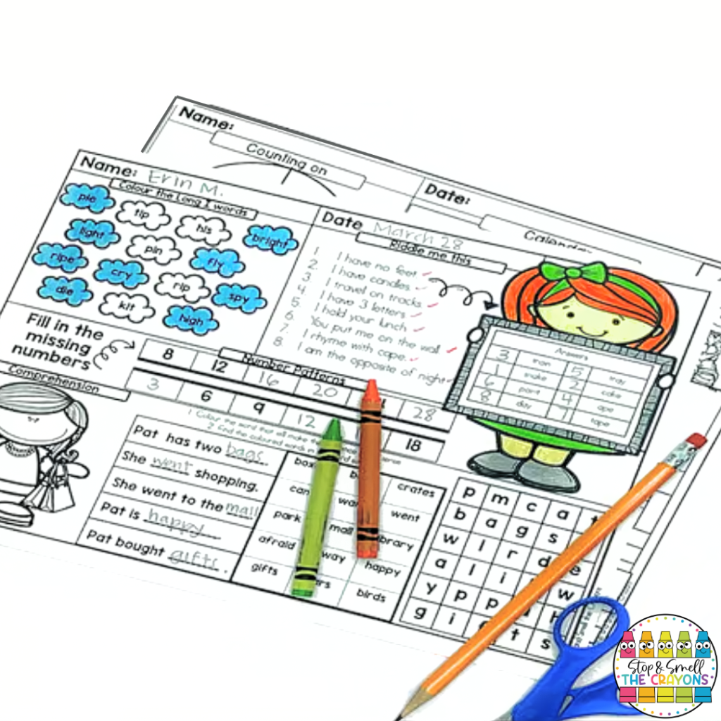 Use morning work activities like these as part of your March activities to review math and ELA concepts your students have been learning throughout the school year.