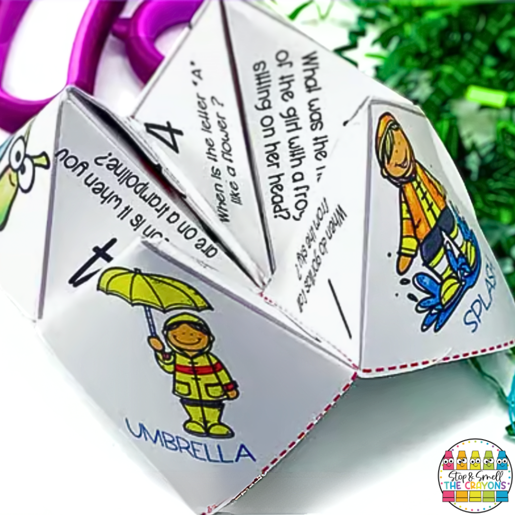 Use a fun spring cootie catcher like this in your literacy centers as part of your March activities.