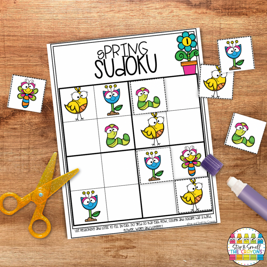 Include logic puzzles like these Sudoku style puzzles in your March activities.