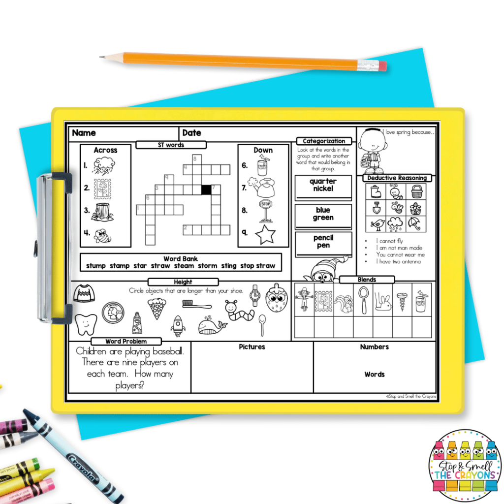 The worksheets featured in this photo are the perfect way to review skills each morning. Simply print the morning work worksheets and they are ready to be used!