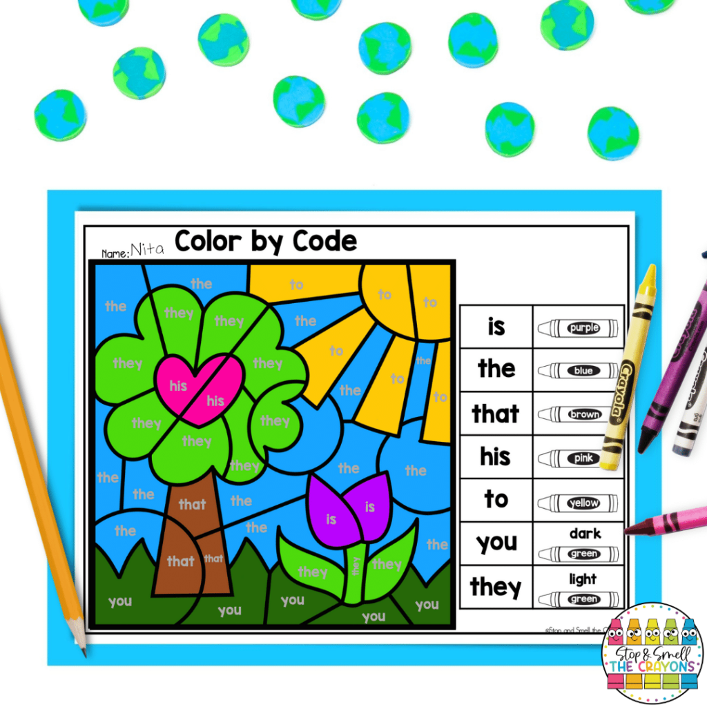 These April activities can be used to celebrate Earth Day in the classroom! Students will identify sight words, color by code and reveal an Earth Day themed picture.