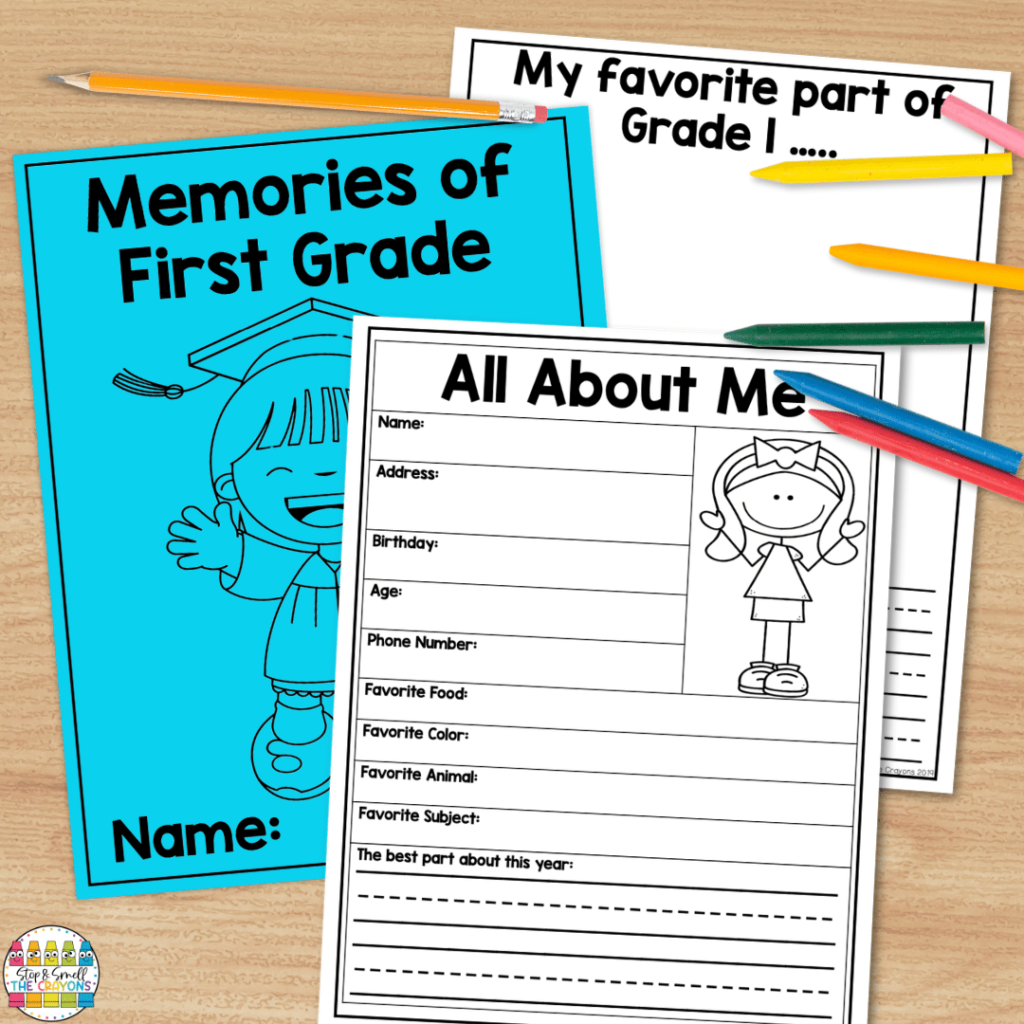 This image features May activities that can be used to make an end of the year memory book that students will enjoy.
