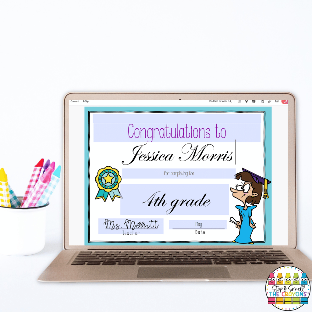 This image showcases editable end of year certificates that you can use as part of the June activities in your classroom!