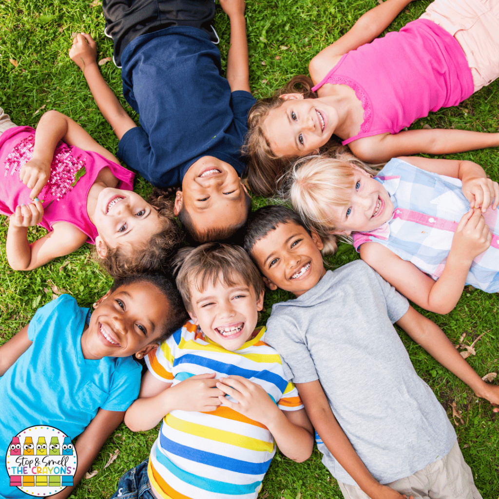 This image shows a group of young children enjoying their summer by being outside.