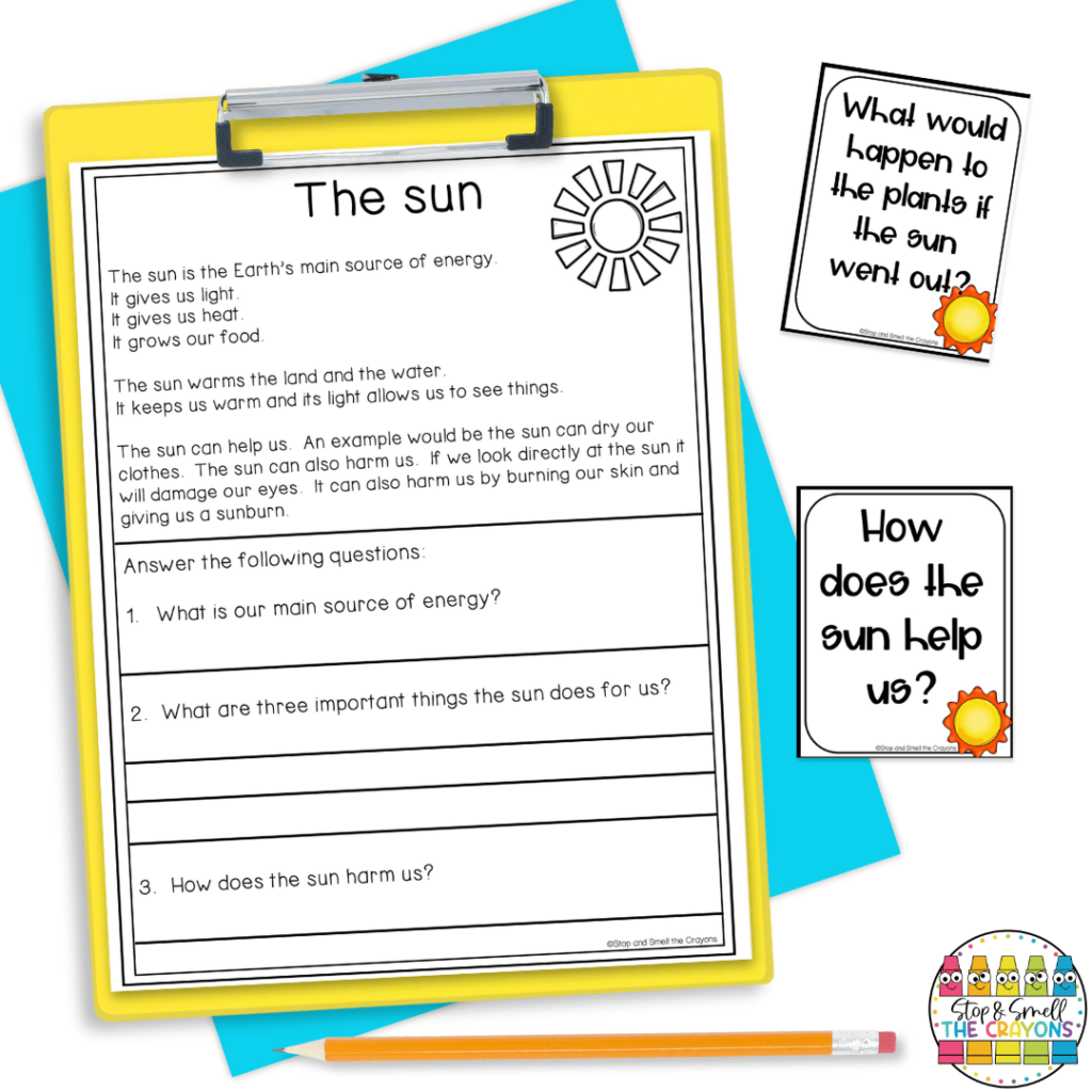 Through the activities in this image, students will learn about the sun and the role that the sun's energy plays in plants', animals' and peoples' lives.