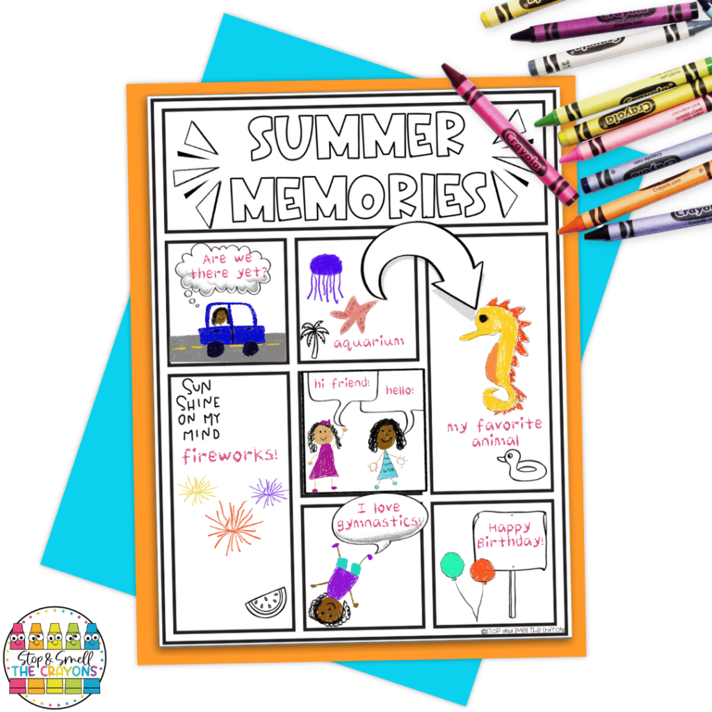 With these August activities, students will be able to retell their summer memories using pictures in comic strip style!