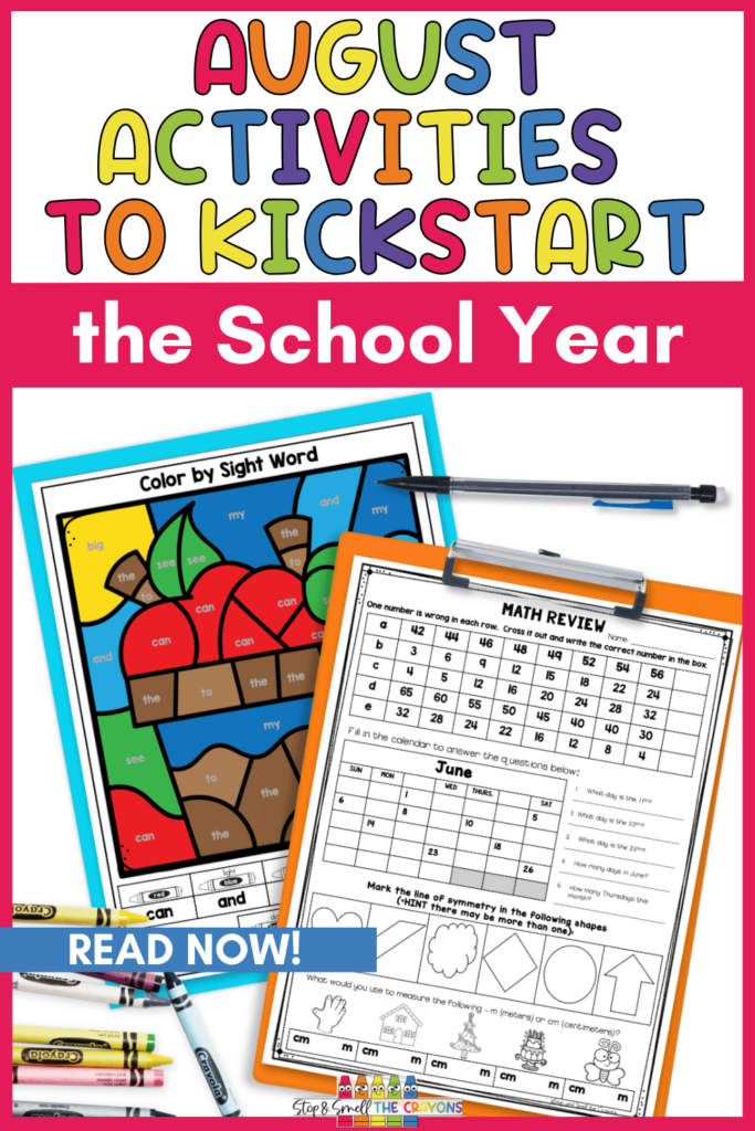 Looking for some August activities to help you kickstart the school year in your primary classroom? In this post, I share ideas for back to school activities like color by code worksheets, review pages and even a back to school word search.