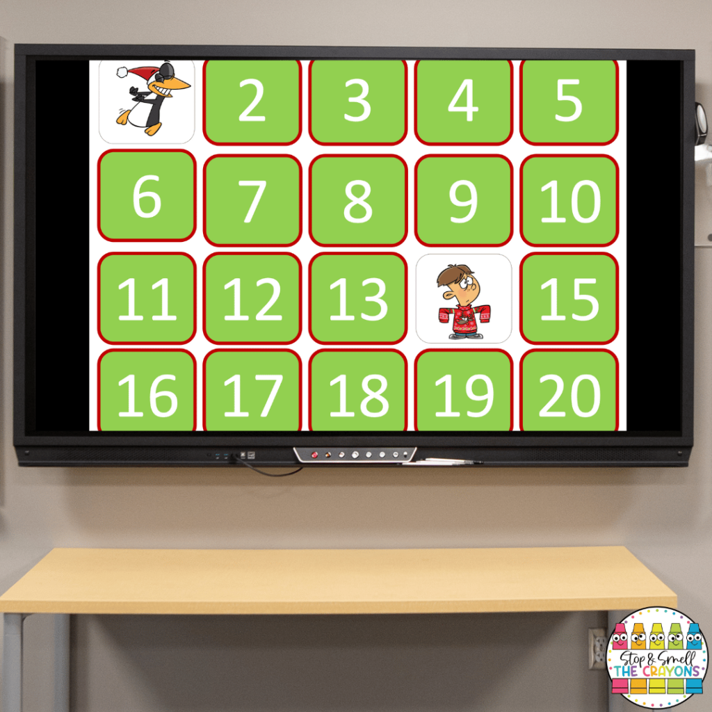 You can get all of your students involved with the fun December activity in this image! Students will take turns making matches using an interactive white board.