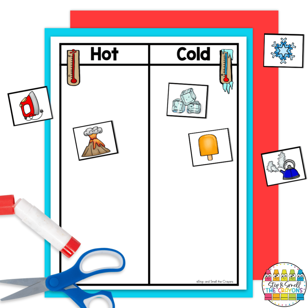 This image highlights a hot and cold sort that is part of my penguin unit.