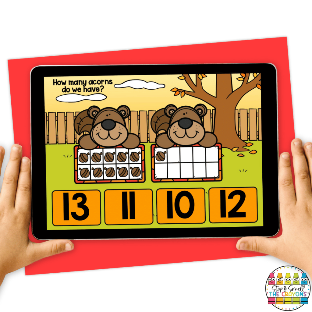 This image features math Boom Cards with an engaging fall theme; perfect to add to your September activities!