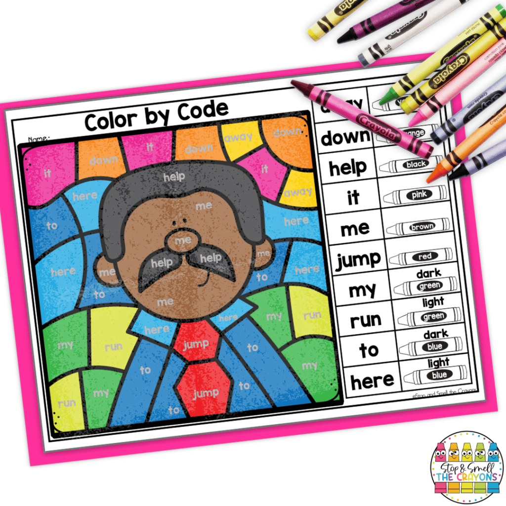 This image showcases a Martin Luther King Jr. themed color by code activity.