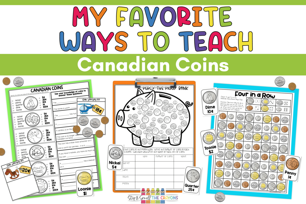 My favorite ways to teach Canadian coins in the classroom include worksheets, hands-on experience with coins, and games that will engage students!