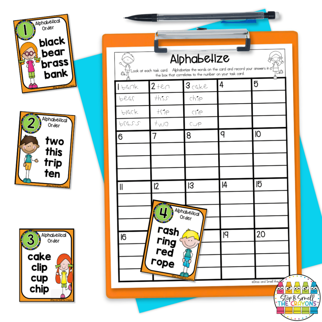 With this resource, students will put words in alphabetical order, which will help them improve spelling and vocabulary skills.