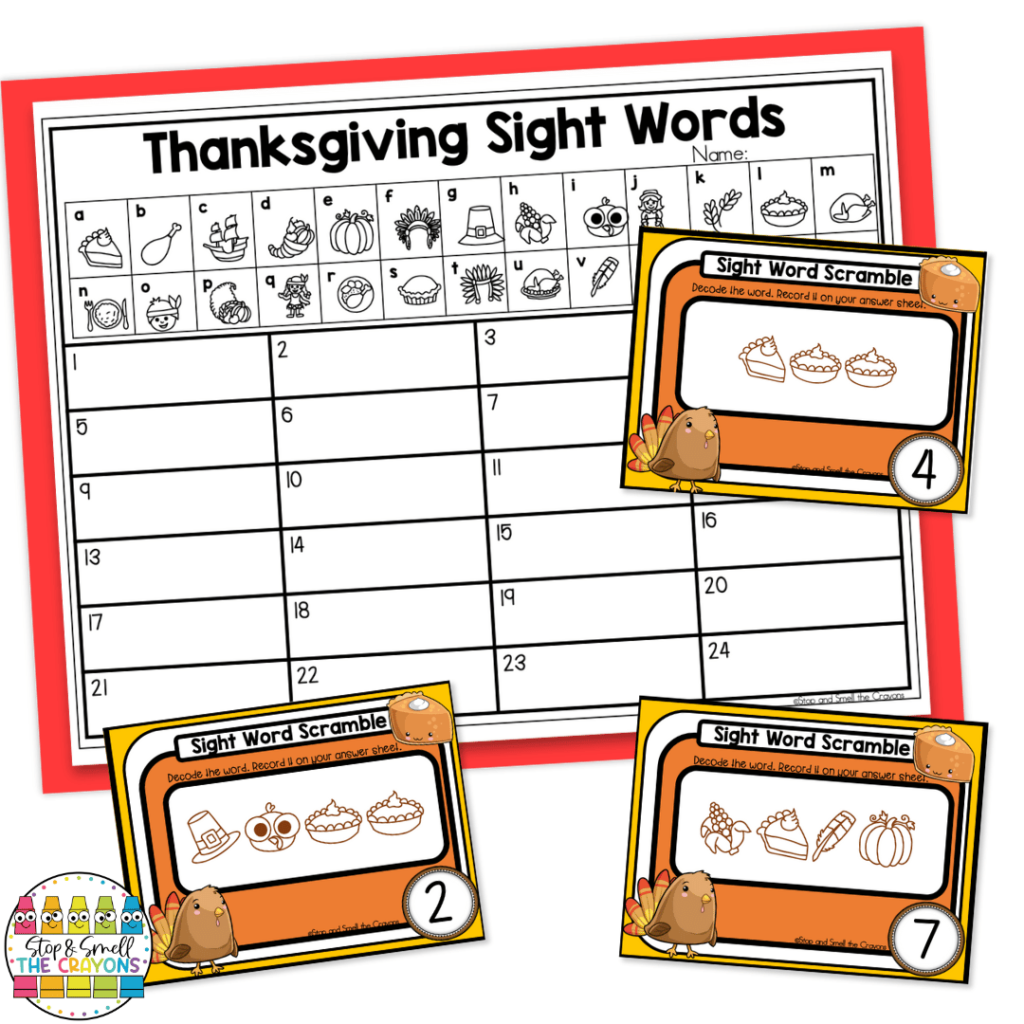 Students can practice sight words with a Thanksgiving theme using this resource.