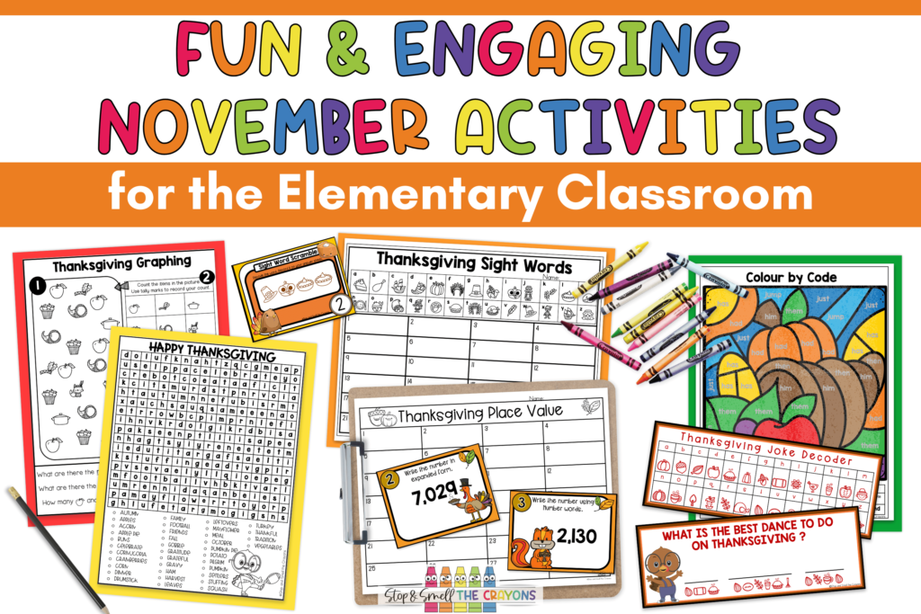 These fun and engaging November activities are perfect for the elementary classroom.