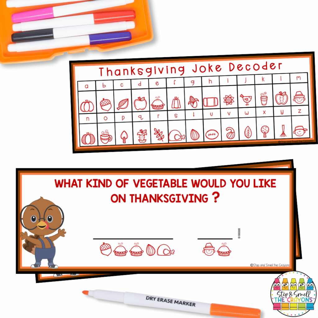 These Thanksgiving jokes are a fun activity for centers or early finishers.