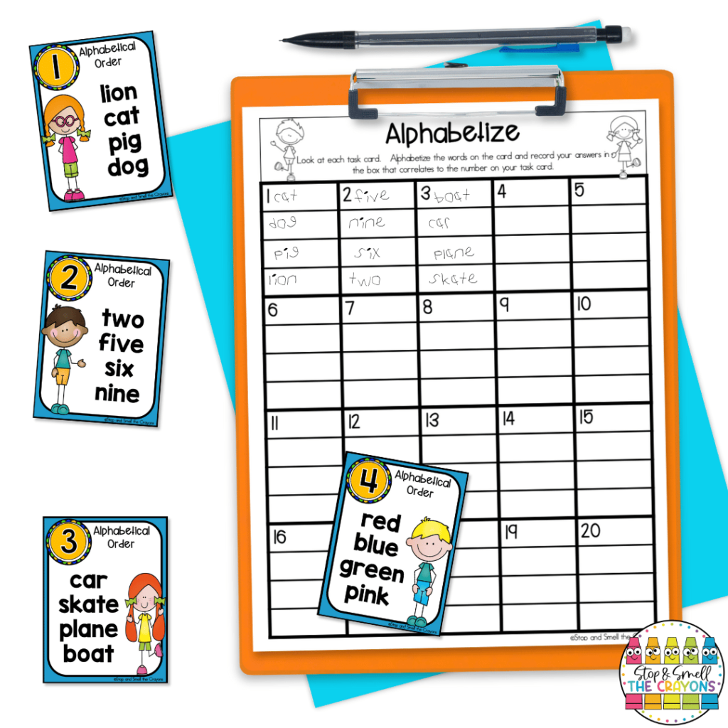 Using this activity, students will put different word lists into alphabetical order.