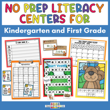 Your students will love these no prep literacy centers for kindergarten and first grade.