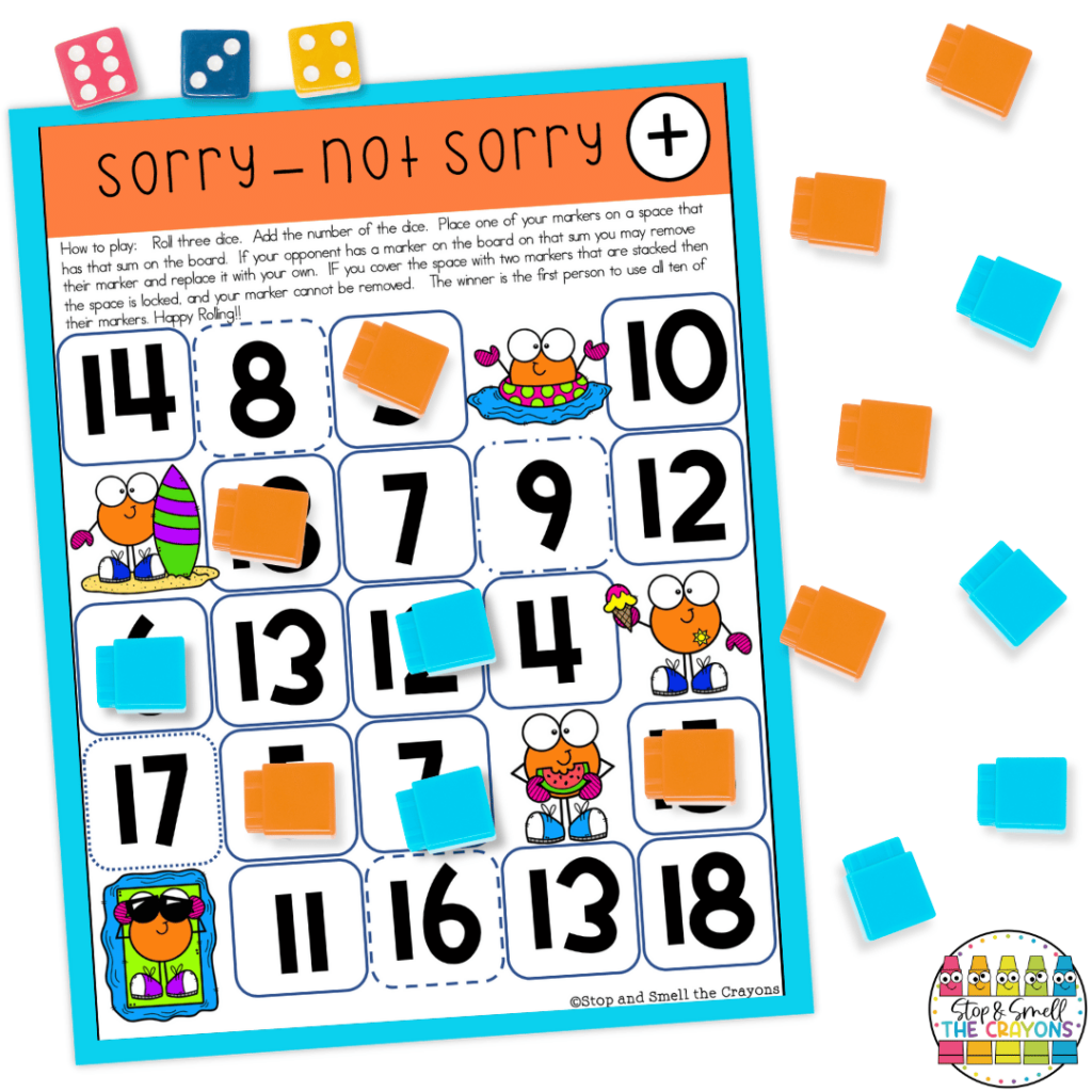 This two player math activity is a great way to get students excited about math time.