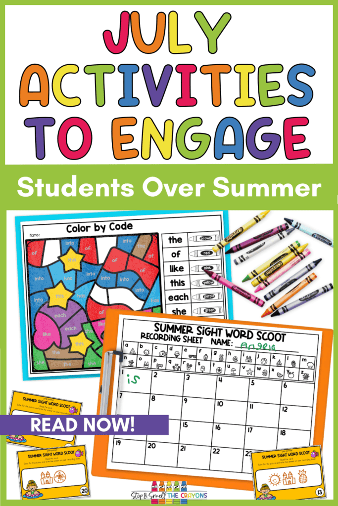 Activity Rota July July Activities to Engage Students Over Summer - Stop and Smell the Crayons